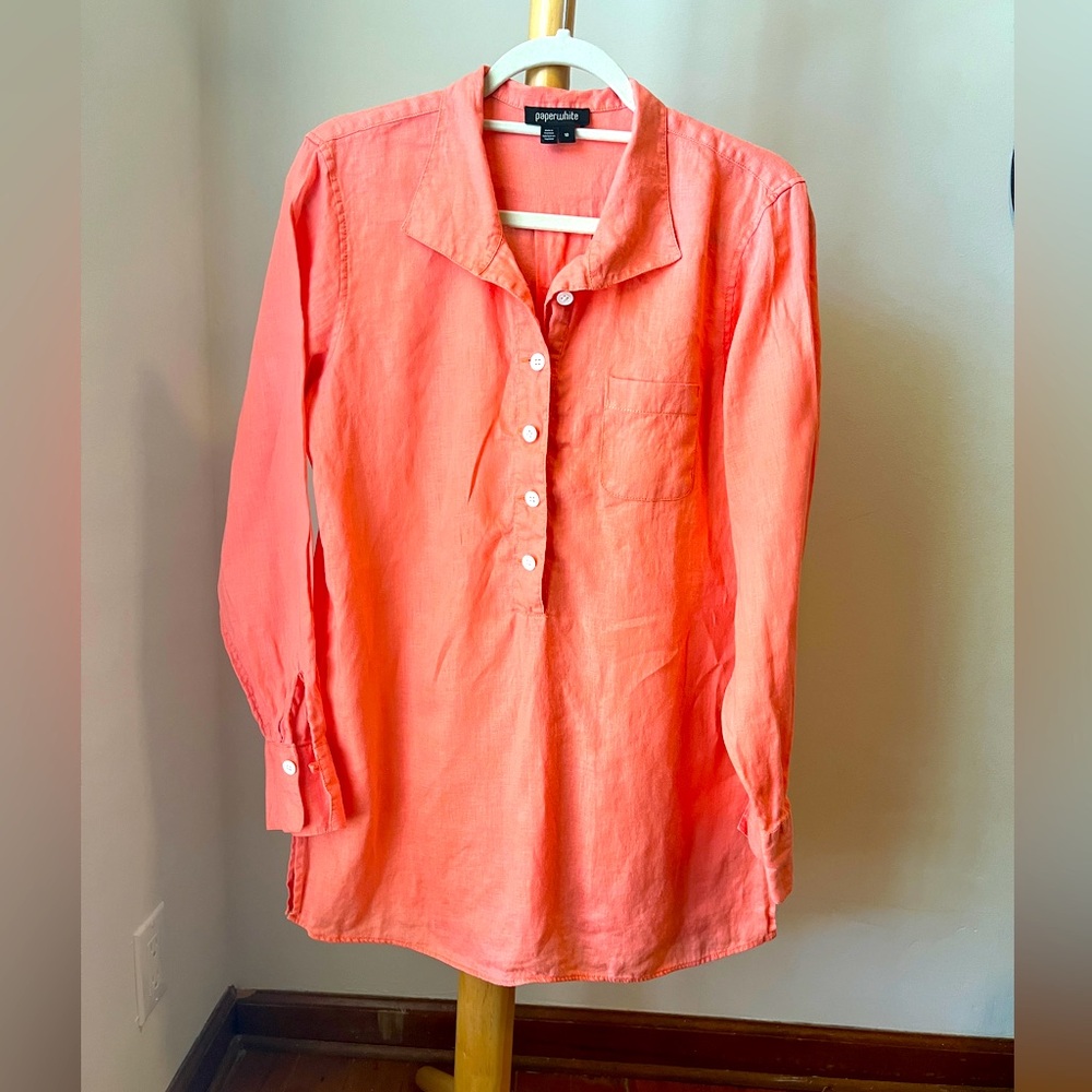 Paper White Melon Linen Tunic Women’s Size 10